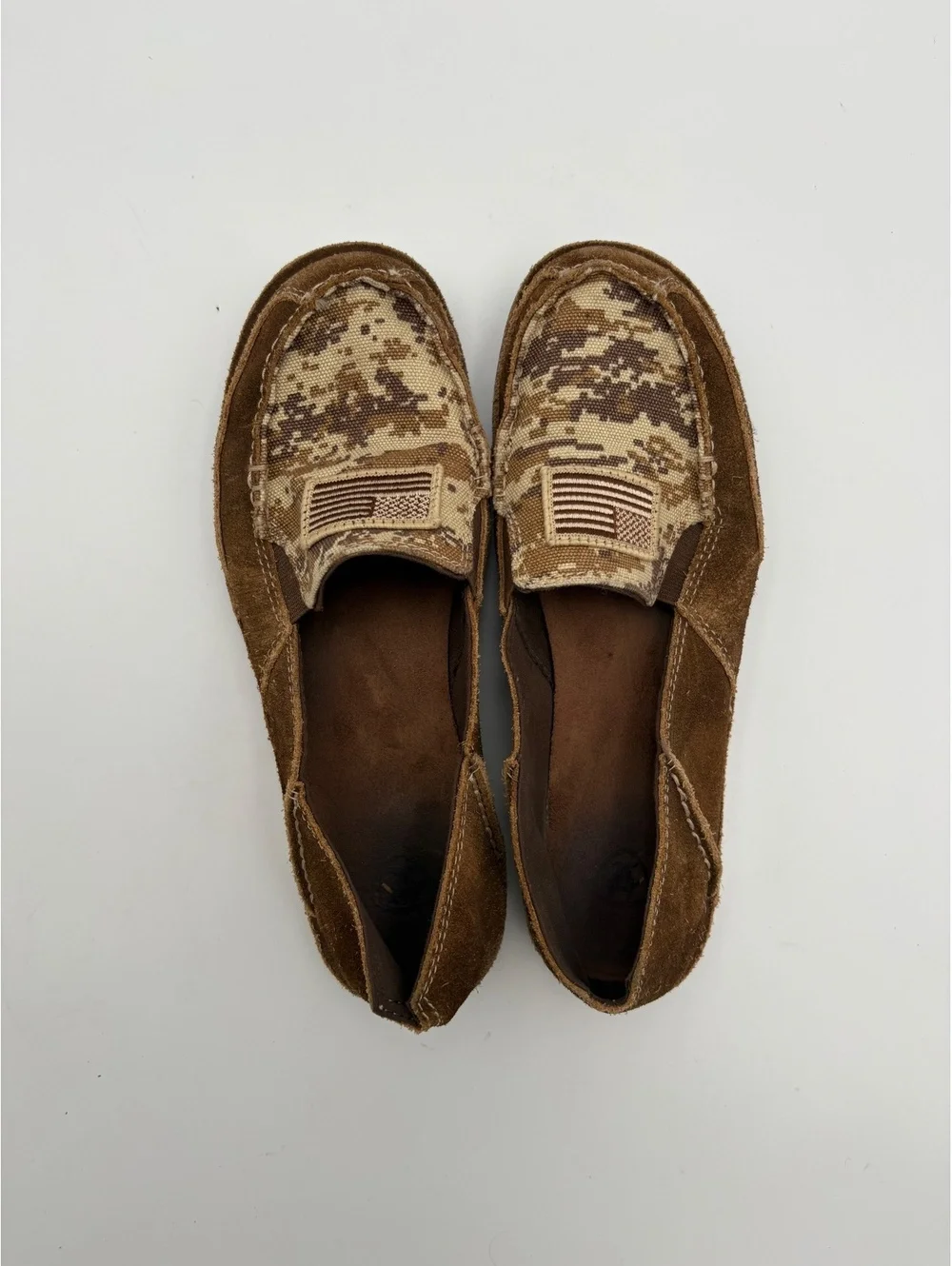 Ariat Cruiser Patriot Men's 8.5B Brown Suede and Canvas Slip-On Shoes American